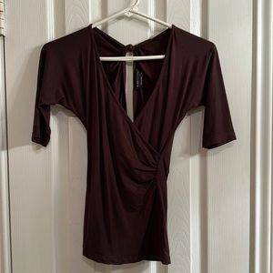 BCBG MAXAZRIA Short Sleeve V-Neck Top